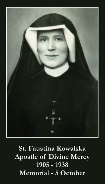 St. Faustina Kowalska Prayer Card